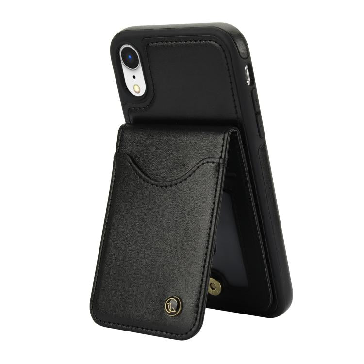 For iPhone XR AwQuer Vertical Flip Card Bag Holder Leather Phone Case(Black)