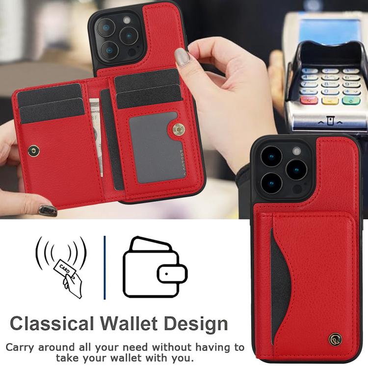 For iPhone 16 Pro AwQuer Horizontal Flip Card Bag Holder Leather Phone Case(Red)