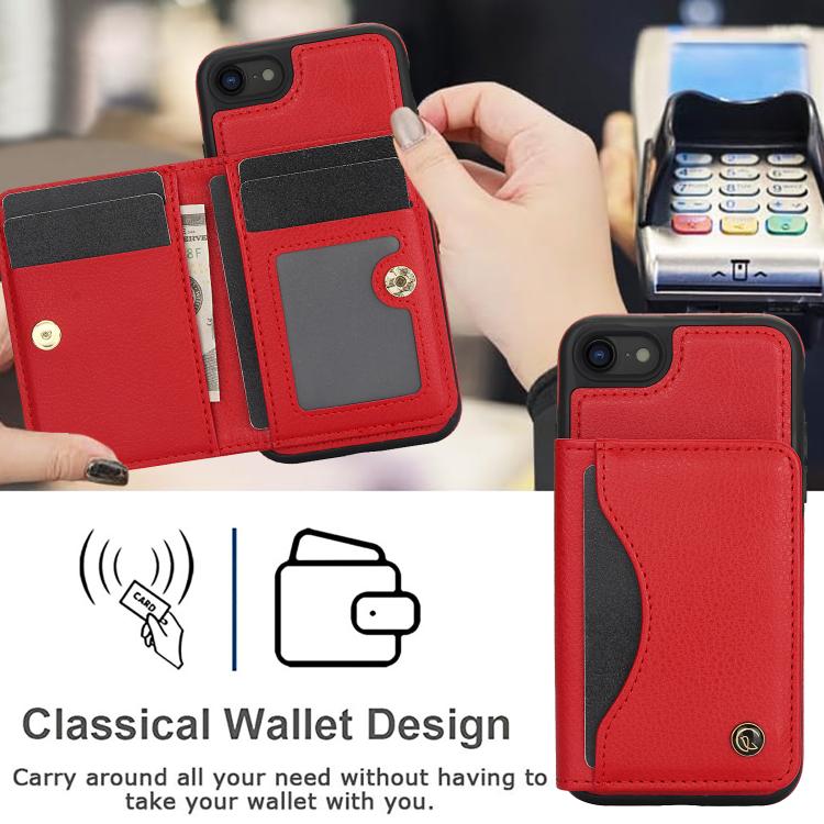 For iPhone 7 / 8 / SE 2022 AwQuer Horizontal Flip Card Bag Holder Leather Phone Case(Red)