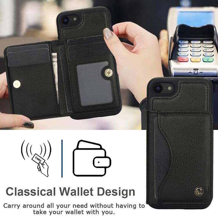 For iPhone 7 Plus / 8 Plus AwQuer Horizontal Flip Card Bag Holder Leather Phone Case(Black)