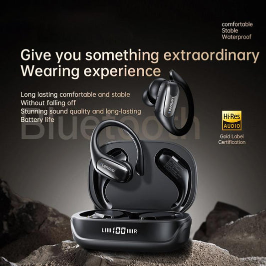 Écouteurs Bluetooth sans Fil Authentiques à Affichage Numérique à Fixation Auriculaire Originale Lenovo EA305 (Noir)