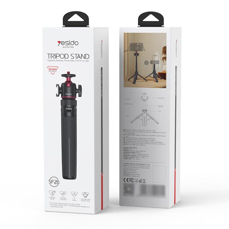 Yesido SF26 Ball Head Telescopic Tripod(Black)