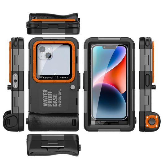 Étui de protection de plongée RedPepper 4e génération pour iPhone, profondeur d'étanchéité : 15m (Noir Orange)