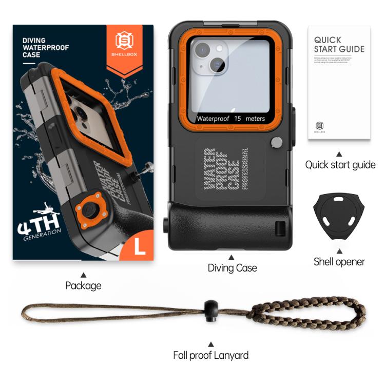 RedPepper 4th Generation Diving Protective Case for iPhone, Waterproof depth: 15m(Black Orange)