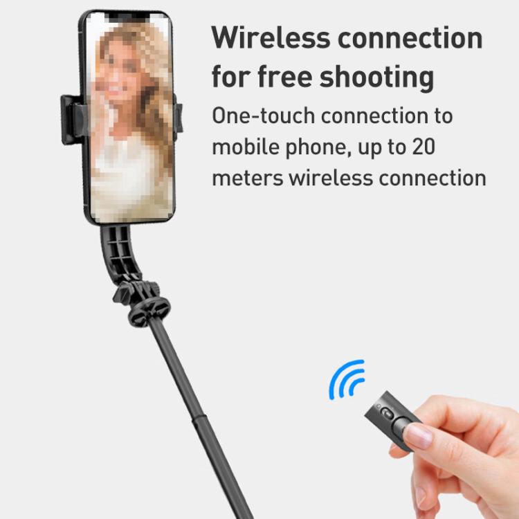 Lenovo Thinkplus H11B Flagship Stainless Steel Bluetooth Selfie Stick, 1.1m(Black)