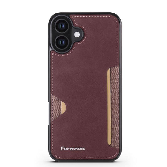 For iPhone 16 Forwenw F5 Series Integrated Card Bag Phone Case(Red)