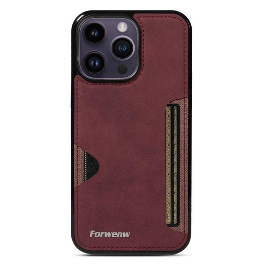 Pour iPhone 14 Pro Max Étui de Téléphone Forwenw F5 Series avec Porte-Cartes Intégré (Rouge)