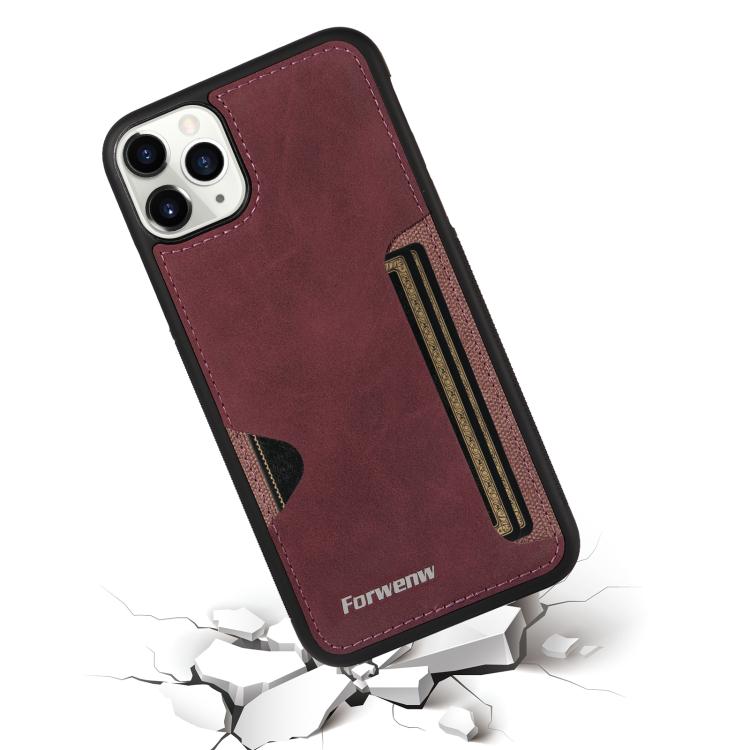 For iPhone 11 Pro Max Forwenw F5 Series Integrated Card Bag Phone Case(Red)