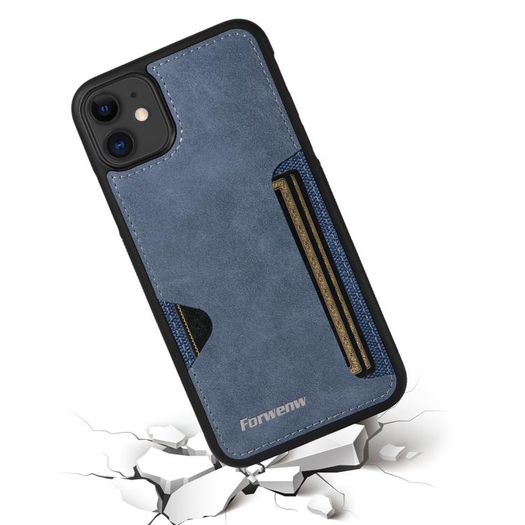 Pour iPhone 11 Étui de Téléphone Forwenw F5 Series avec Porte-Cartes Intégré (Bleu)