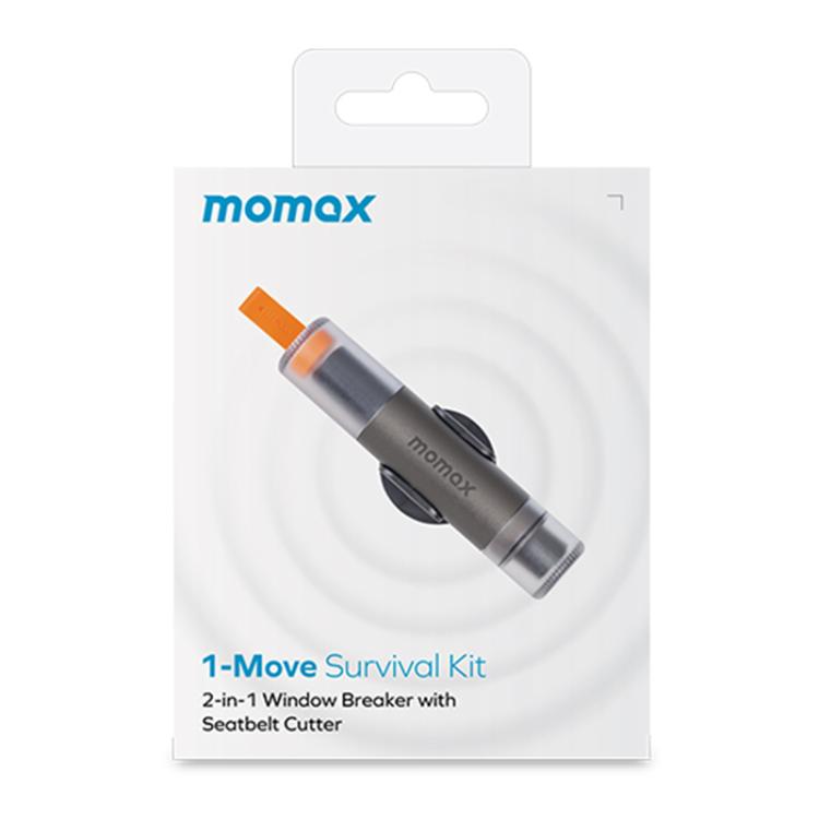 MOMAX CR11E Couteau de ceinture de sécurité portable et marteau de sécurité d'urgence 2 en 1 pour voiture (gris)
