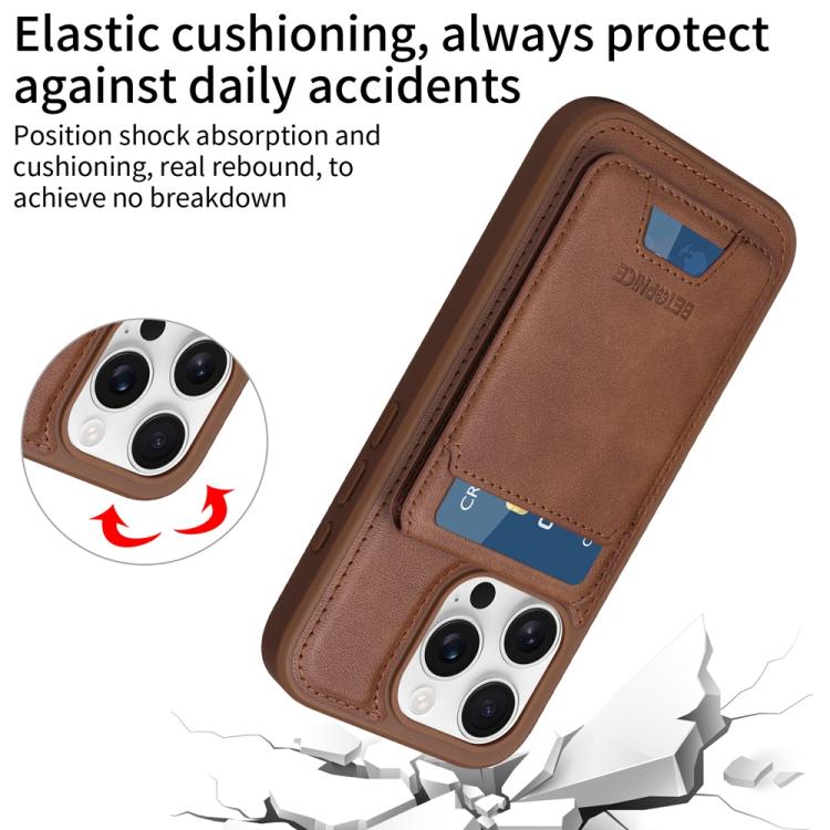 For iPhone 16 Pro BETOPNICE Vertical Flip Detachable MagSafe Wallet Phone Case(Brown)
