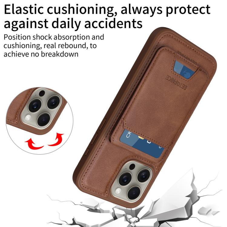 Pour iPhone 15 Pro Max BETOPNICE Étui portefeuille MagSafe détachable à rabat vertical (Marron)