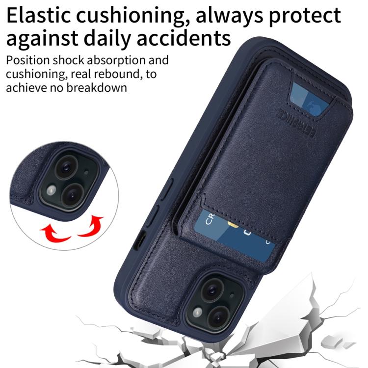 For iPhone 15 BETOPNICE Vertical Flip Detachable MagSafe Wallet Phone Case(Blue)