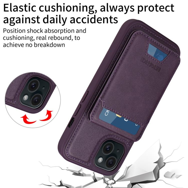 For iPhone 15 BETOPNICE Vertical Flip Detachable MagSafe Wallet Phone Case(Purple)