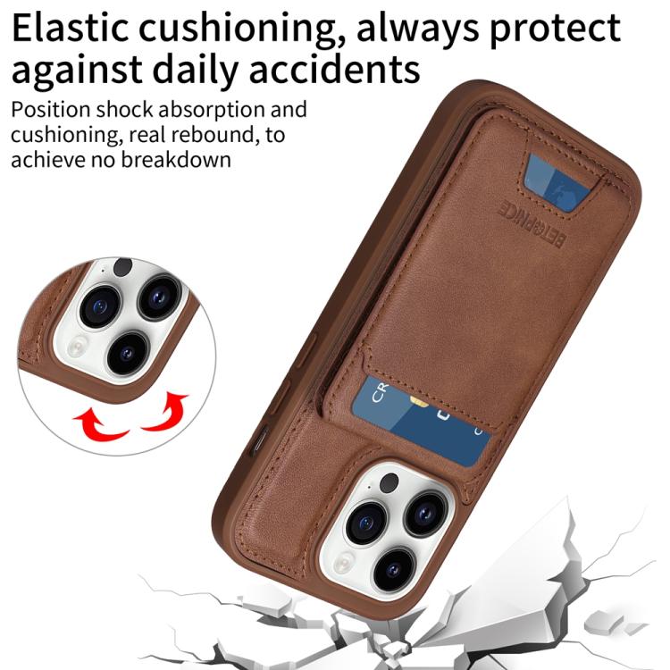 For iPhone 14 Pro BETOPNICE Vertical Flip Detachable MagSafe Wallet Phone Case(Brown)