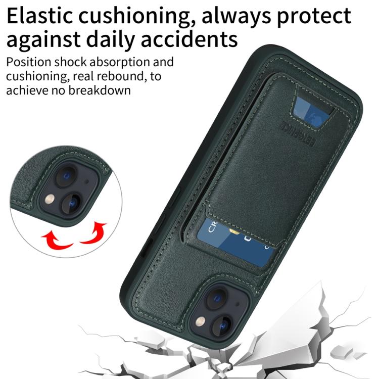 For iPhone 14 / 13 BETOPNICE Vertical Flip Detachable MagSafe Wallet Phone Case(Green)
