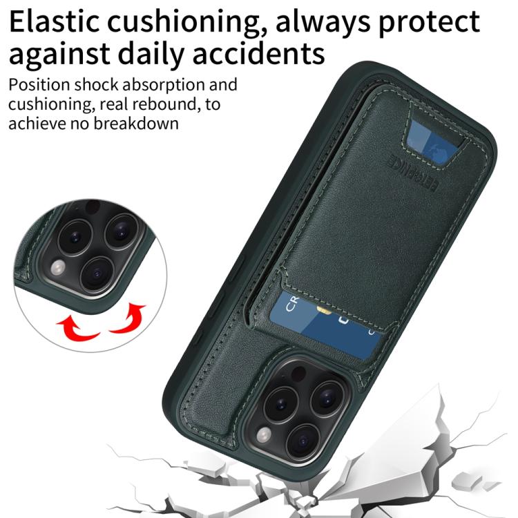For iPhone 15 Pro BETOPNICE Vertical Flip Detachable MagSafe Wallet Phone Case(Green)