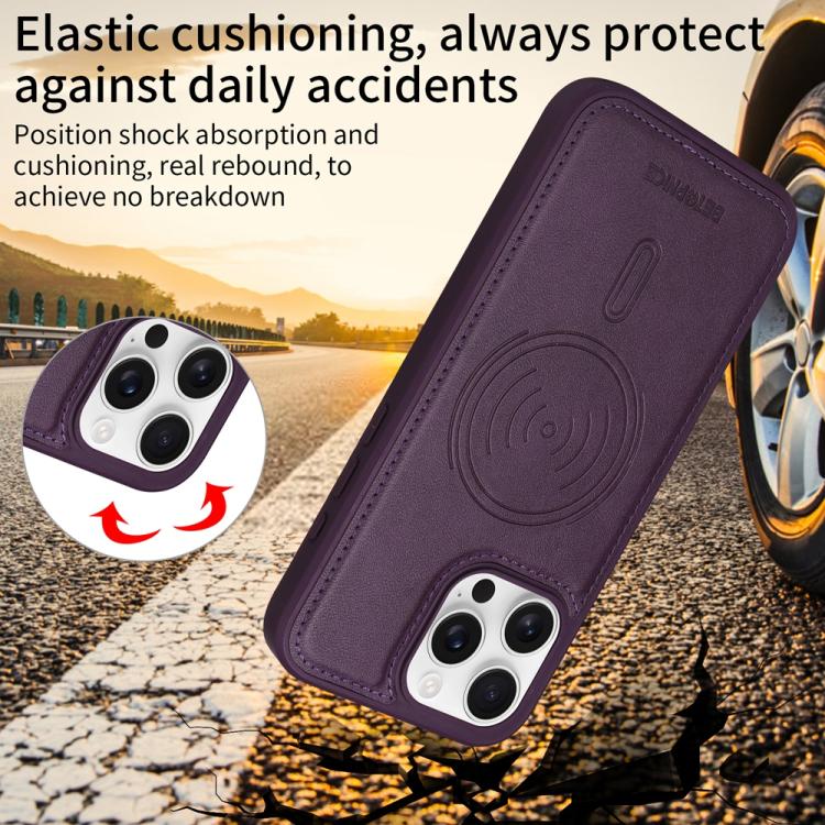 For iPhone 16 Pro Max BETOPNICE Horizontal Flip Detachable MagSafe Wallet Phone Case(Purple)