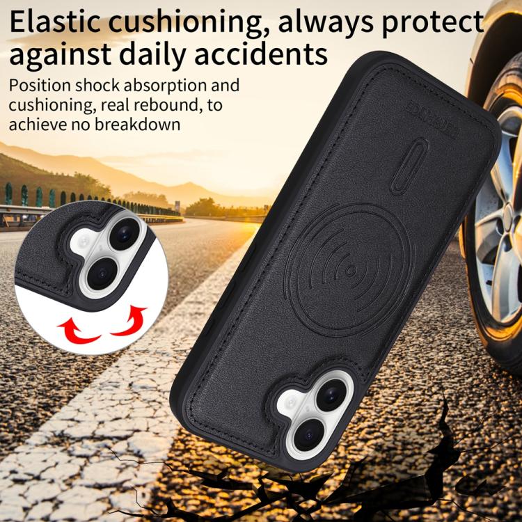 For iPhone 16 BETOPNICE Horizontal Flip Detachable MagSafe Wallet Phone Case(Black)