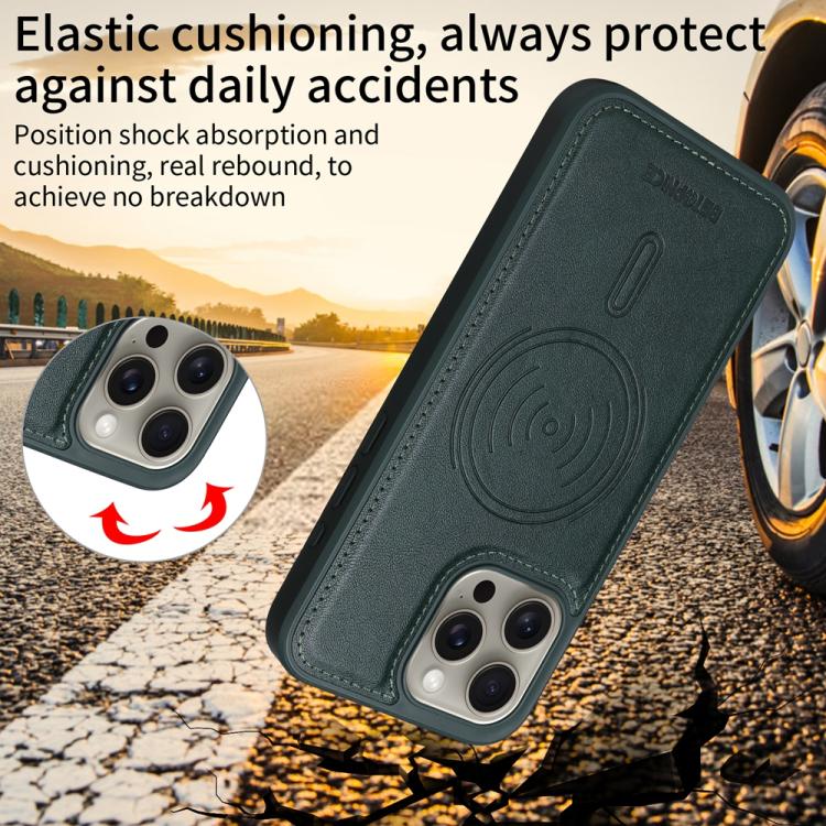 For iPhone 15 Pro Max BETOPNICE Horizontal Flip Detachable MagSafe Wallet Phone Case(Green)