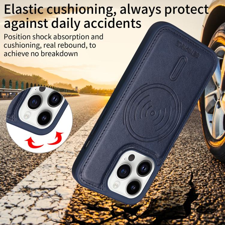 For iPhone 14 Pro BETOPNICE Horizontal Flip Detachable MagSafe Wallet Phone Case(Blue)