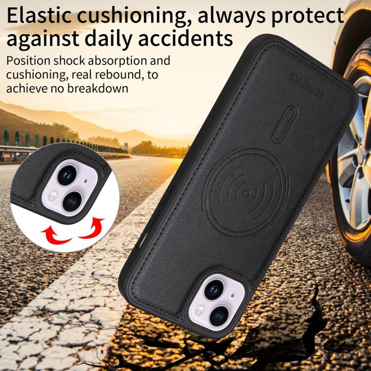 For iPhone 14 Plus BETOPNICE Horizontal Flip Detachable MagSafe Wallet Phone Case(Black)