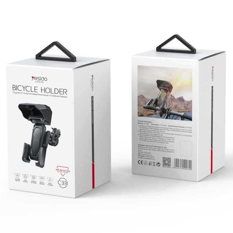 Yesido C331 360 Degree Adjustment Mechanical Locking Bicycle Phone Holder(Black)