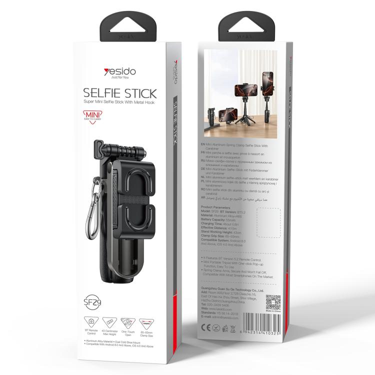 Yesido SF29 Foldable Tripod Bluetooth Selfie Stick(Black)