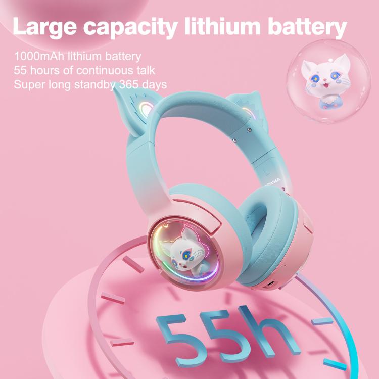 ONIKUMA B5 RGB BT / Wired / 2.4G Fox Shaped Headphones(Pink Blue)