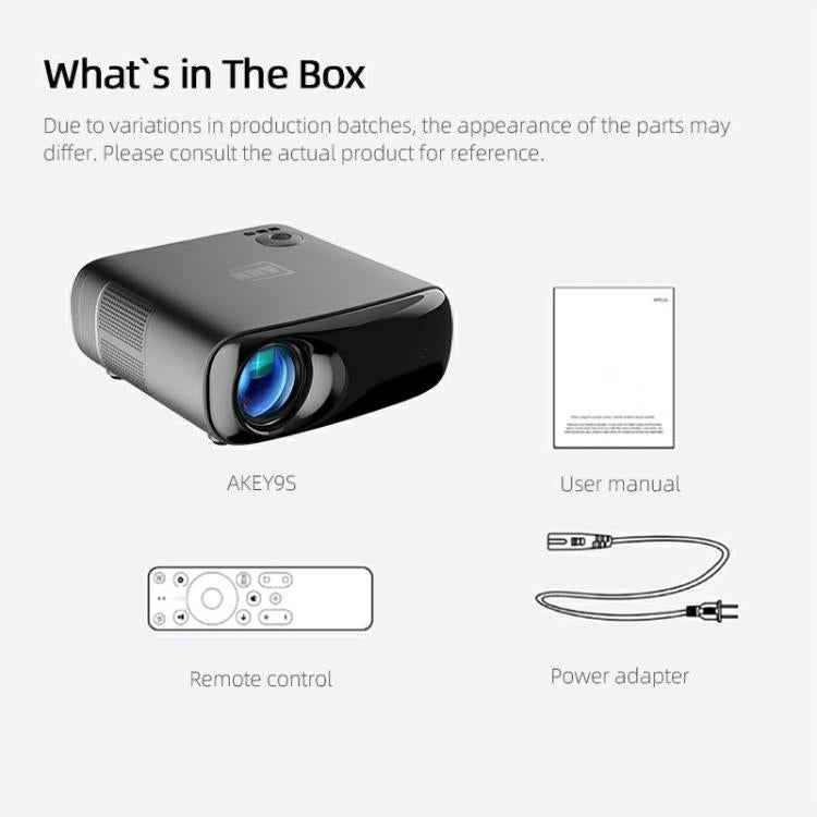 AUN AKEY9S 1080P 1000ANSI Autofocus WIFI Display Smart Projector, UK Plug(Black)
