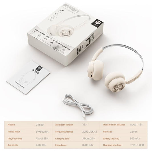 Casque Bluetooth sans fil supra-auriculaire ONIKUMA GT820 (Beige)