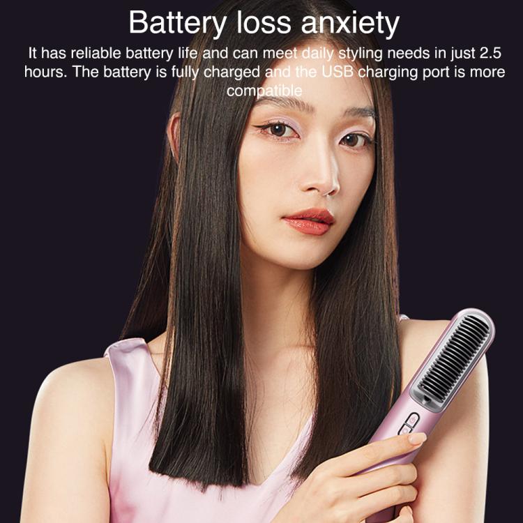 K-SKIN KD382S Negative Ion Hair Care Type-C Wireless Hair Straightening Comb(Purple)