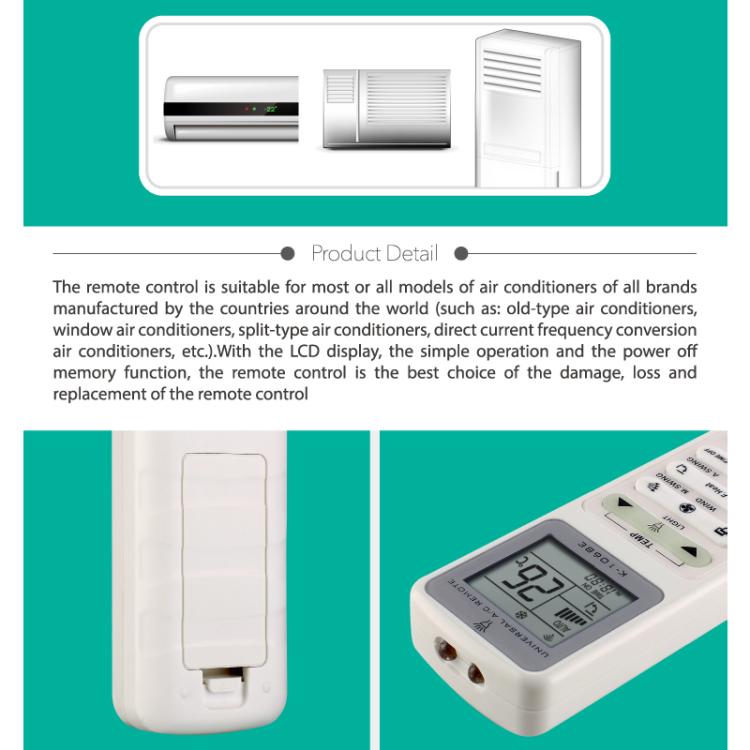 CHUNGHOP K-1068E Universal Air Conditioner Remote Control with Torch