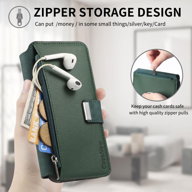 For Honor X8 5G CaseNeo MagSafe RFID Anti-theft Zipper Wallet Retro Leather Phone Case(Green)
