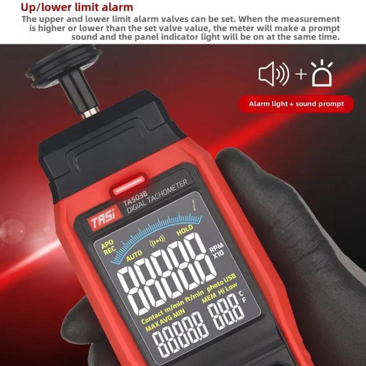TASI Contact and Non-contact Dual Use Portable Measuring Speed Meter Digital Display Laser Tachometer