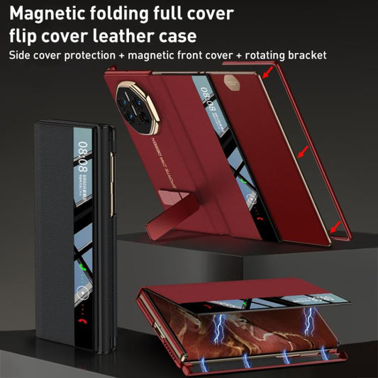 For Huawei Mate XT Ultimate GKK Magnetic Folding Full Cover Flip Phone Case with Slotted Rotating Bracket(Red)