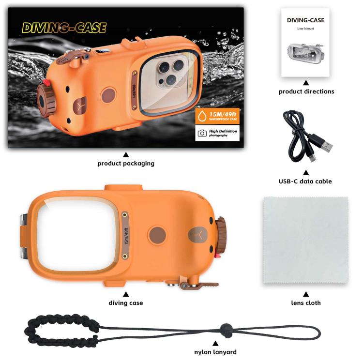 RedPepper Diving Case 15m Waterproof Protective Case for iPhone / Samsung / vivo / Huawei / Xiaomi(Orange)