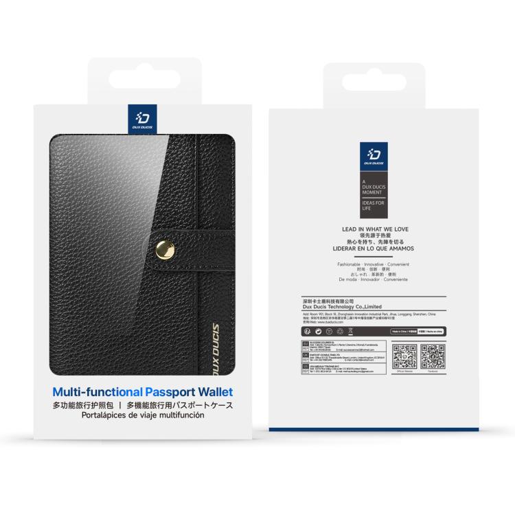 DUX DUCIS PU Leather RFID Multi-card Wallet with Lanyard(Black)