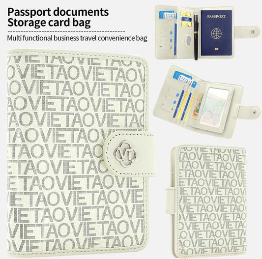 VIETAO VT-ZP-240 Porte-cartes de passeport multifonctionnel en cuir (blanc crème)