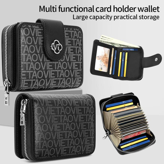 VIETAO VT-ZP-241 Portefeuille porte-cartes multifonction en cuir (noir/gris)