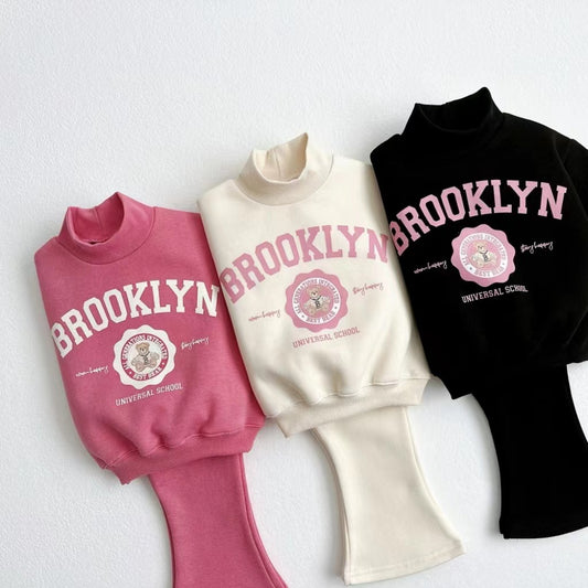 Kids' Letter-Print Hoodie & Flared Pants Set