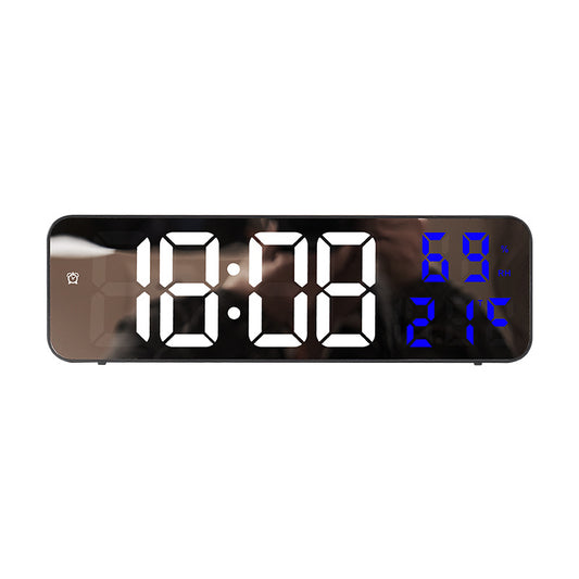 9-Inch Digital Wall Clock: Temp/Humid, Night Mode, Snooze, 12/24H, USB Plug-in LED Alarm Clock