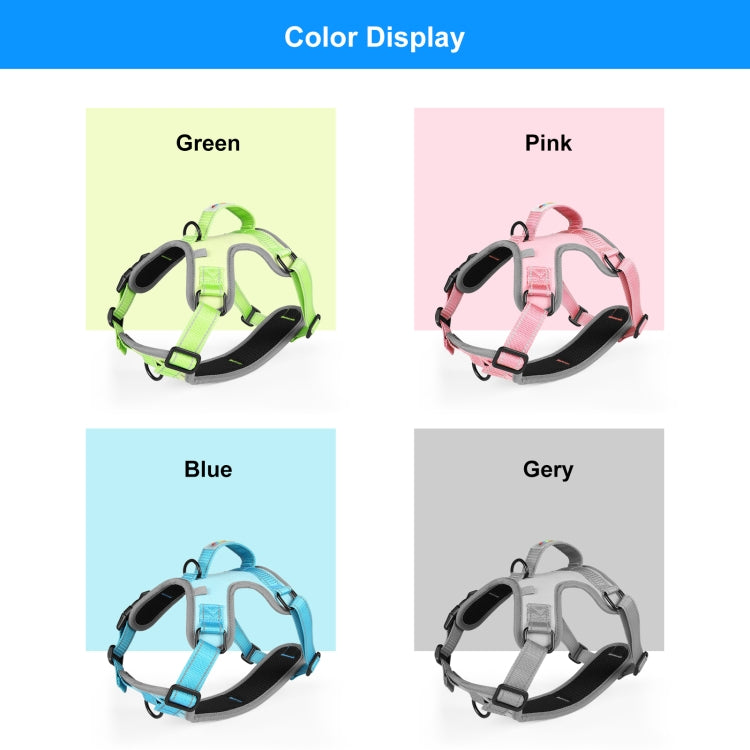 FunAdd Traction Rope Reflective Breathable Nylon Pet Vest Dog Harness, Size: M (Pink)