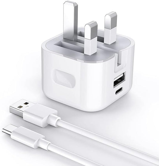Adaptateur de chargeur rapide pliable 20W double USB-A et USB-C