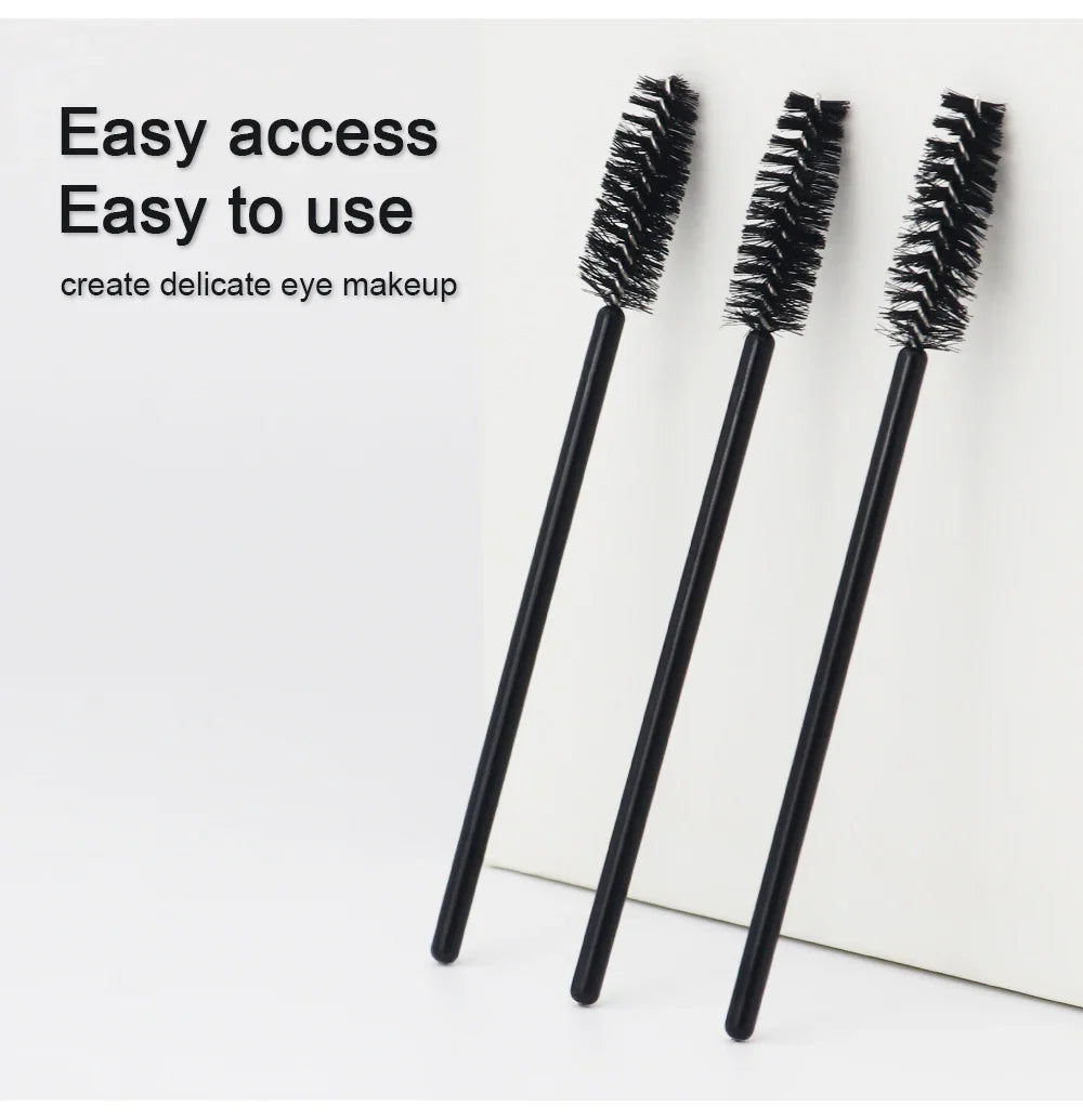 ANNAFRIS 50Pcs Disposable Eyelash Brush Soft Head Crystal Eyebrow Brush Lash Extension Brush Mascara Wand Makeup Tool