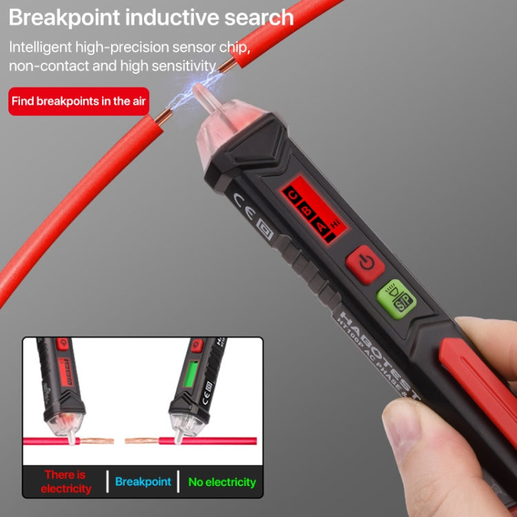 HABOTEST HT100P Non Contact 3 Phase Rotation Indicator AC LCD Display Detector Pen Tester