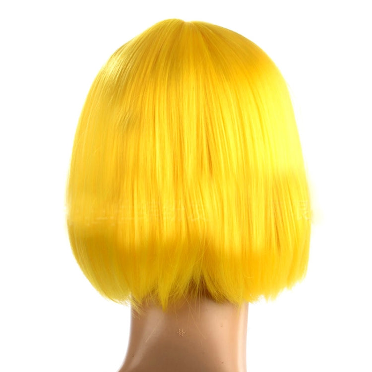 Perruques courtes droites en PET pour femmes, pour cosplay de fête (doré foncé)