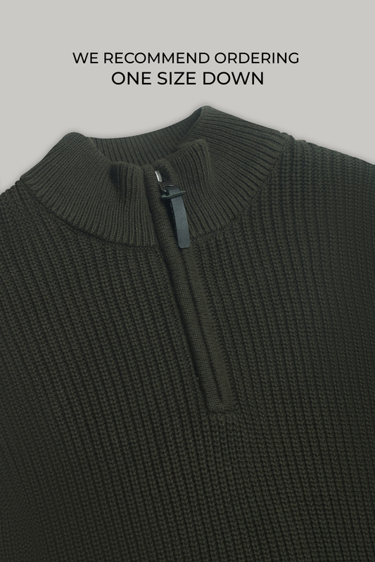 J Hailey Quarter Zip Knit - Dark Sage