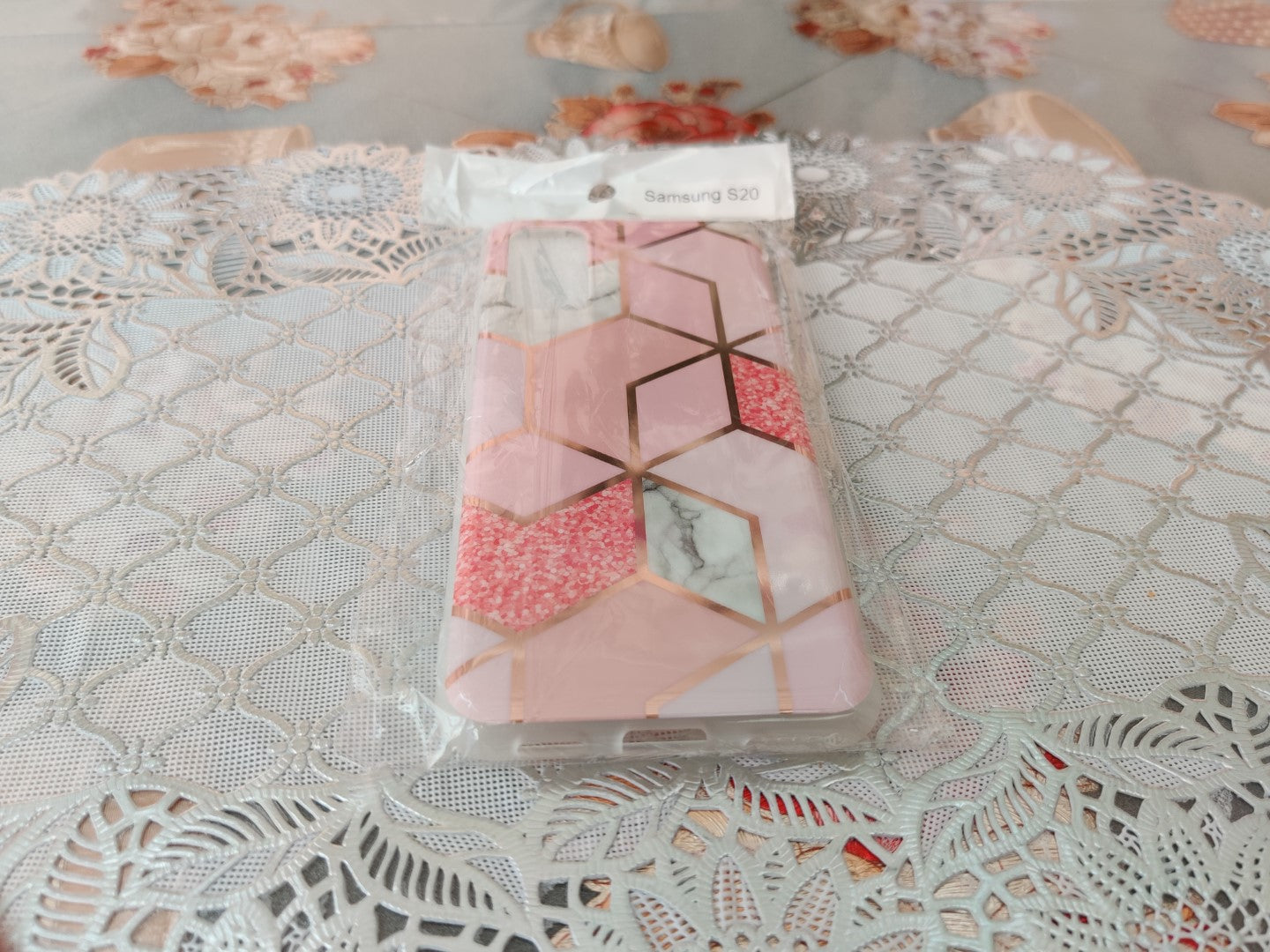 Marble Geometric TPU Pink Case - For Samsung Galaxy S20