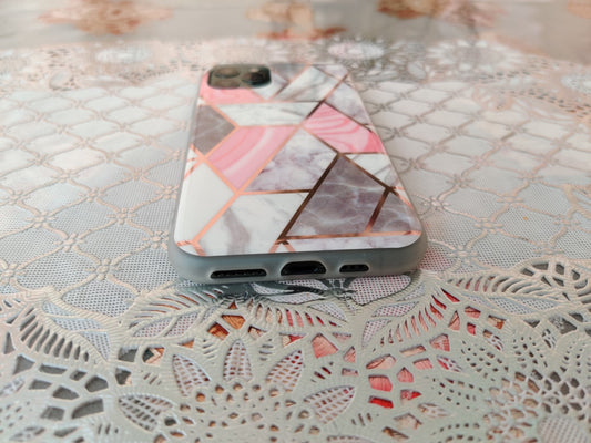 Coque Corail Géométrique Marbrée en TPU - Pour iPhone 11 Pro